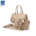 high quality stylish 3pcs tote leather nappy bag for mom